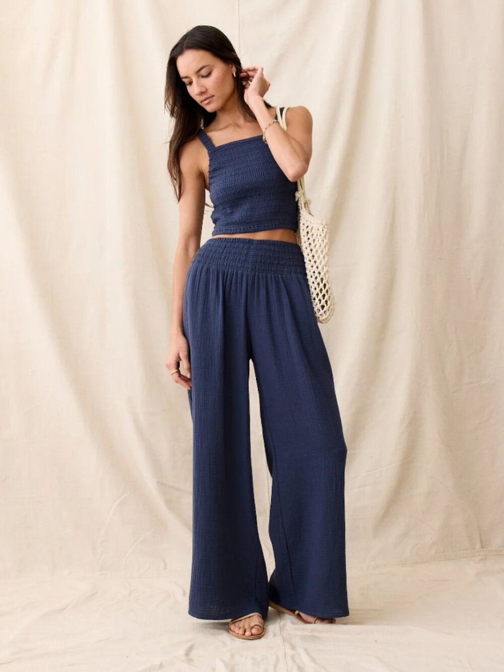 Marine Layer Sophia Double Cloth Palazzo Pant - Medium / Indigo